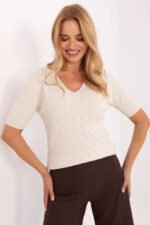 Megztinis trumpomis rankovėmis modelis 217328 Factory Price - Image 3